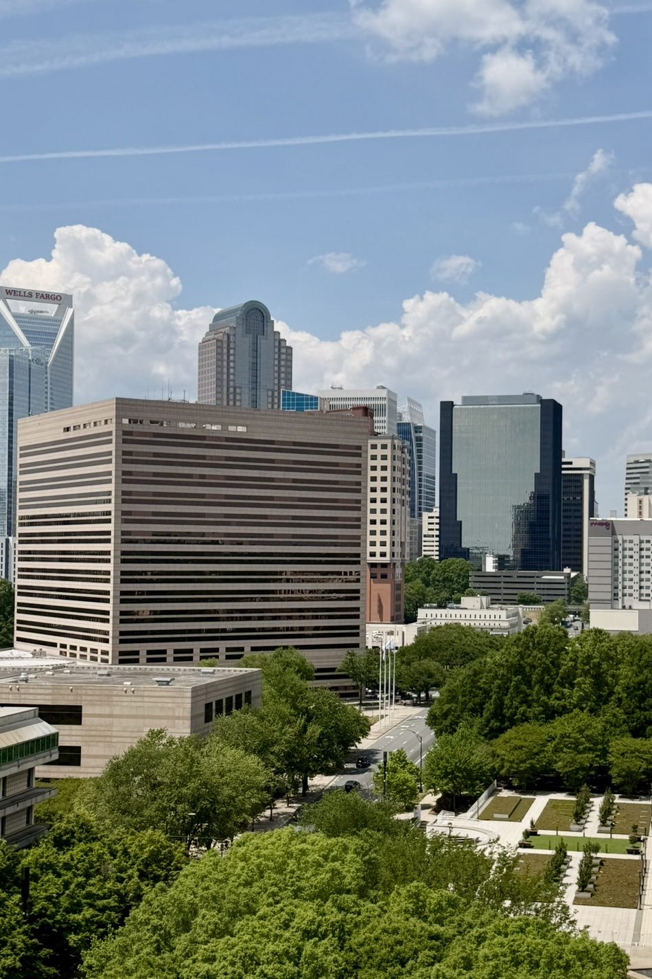 Uptown Charlotte skyline on a clear summer afternoon